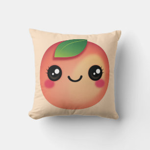 Kawaii Peach Throw Pillow
