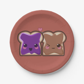 Kawaii Peanut Butter and Jelly Friends Paper Plate