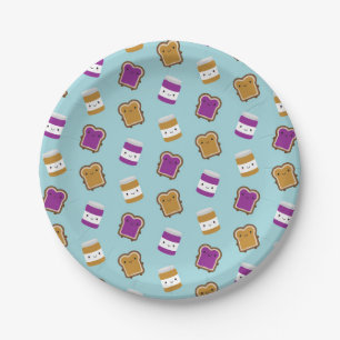 Kawaii Peanut Butter & Jelly Sandwich Couple Paper Plate