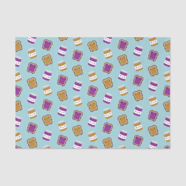 Kawaii Peanut Butter & Jelly Sandwich Couple Tissue Paper (Front)