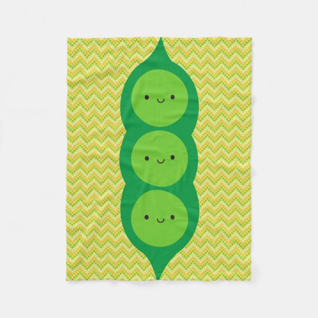 Kawaii Peas in a Pod Fleece Blanket (Front)