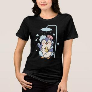 Kawaii Penguin Bath Time Tri-Blend Shirt