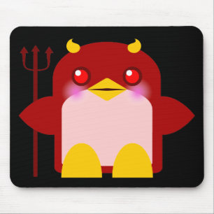 Kawaii Penguin Devil Halloween Mouse Pad