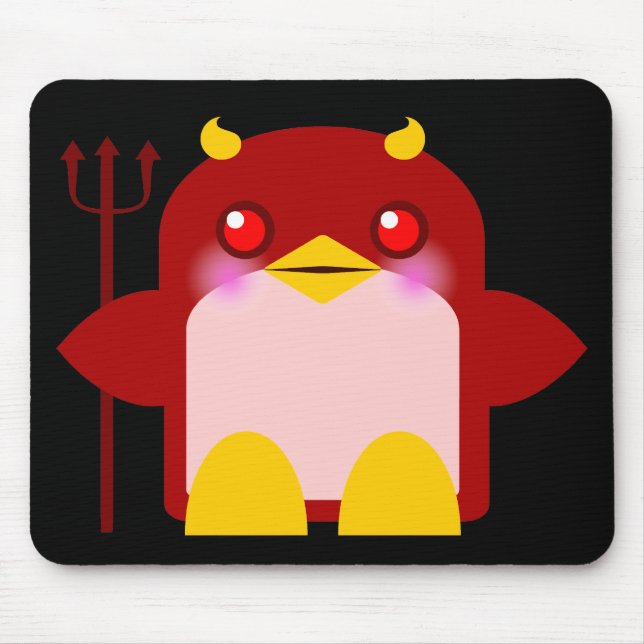 Kawaii Penguin Devil Halloween Mouse Pad (Front)