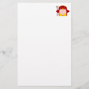 Kawaii Penguin Devil Halloween Stationery