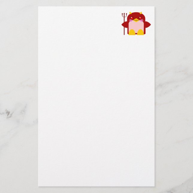 Kawaii Penguin Devil Halloween Stationery (Front)