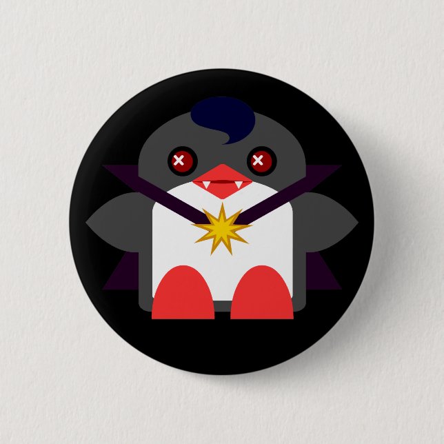 Kawaii Penguin Vampire 6 Cm Round Badge (Front)