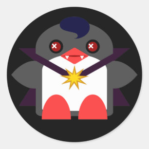 Kawaii Penguin Vampire Classic Round Sticker