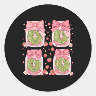 Kawaii Pickle Cute Strawberry Pickles Jar Valentin Classic Round Sticker