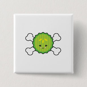 kawaii pickle slice and crossbones design 15 cm square badge