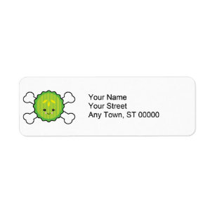 kawaii pickle slice and crossbones design return address label