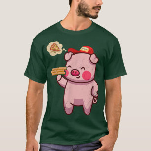 Kawaii Pig Cute Animal Pizza Delivery Funny Pizza T-Shirt