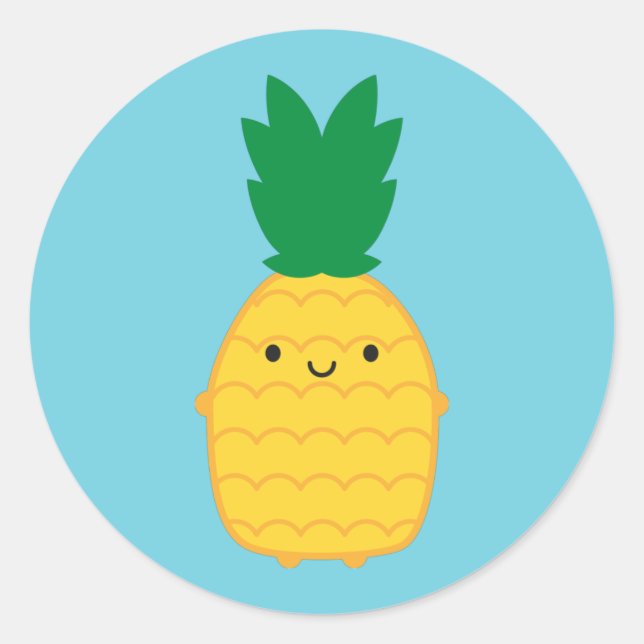 Kawaii Pineapple Classic Round Sticker (Front)