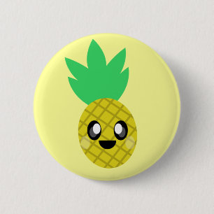 kawaii pineapple fruit face so happy cute 6 cm round badge