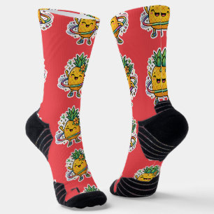 Kawaii Pineapple Hula Hoop Cute Tropical Sticker Socks