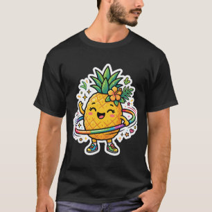 Kawaii Pineapple Hula Hoop Cute Tropical Sticker T-Shirt