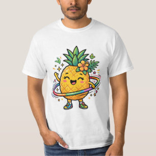 Kawaii Pineapple Hula Hoop Cute Tropical Sticker T-Shirt
