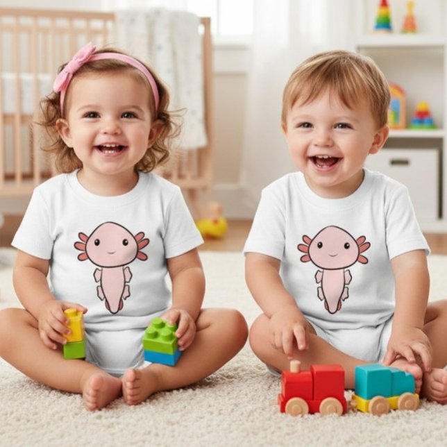 Kawaii Pink Axolotl Simple Baby T-Shirt (Creator Uploaded)