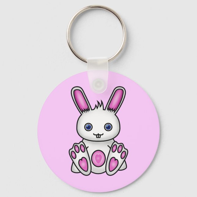 Kawaii Pink Bunny Key Ring (Front)