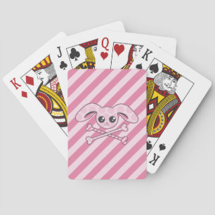 Kawaii Pink Bunny Skull Playing Cards