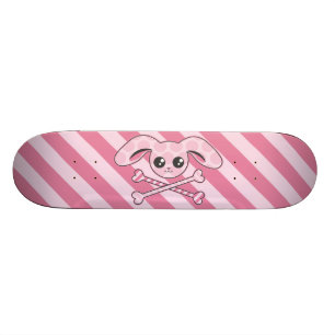 Kawaii Pink Bunny Skull Skateboard