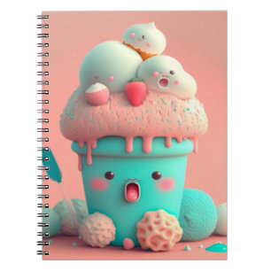 Kawaii pink cute ice cream  notebook