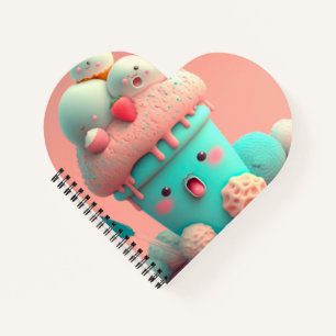 Kawaii pink cute ice cream  notebook