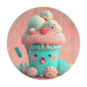 Kawaii pink cute ice cream  notebook cutting board