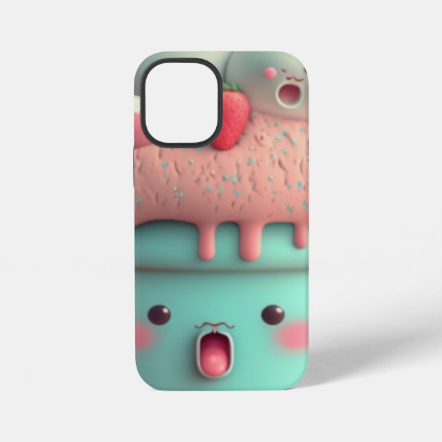 Kawaii pink cute ice cream  notebook iPhone case (Back)