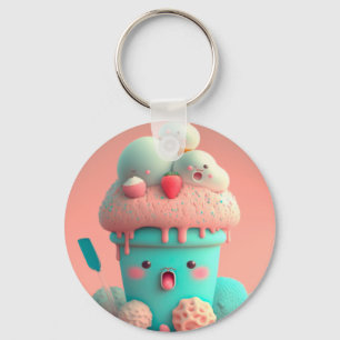 Kawaii pink cute ice cream notebook key ring