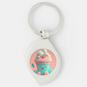 Kawaii pink cute ice cream notebook key ring