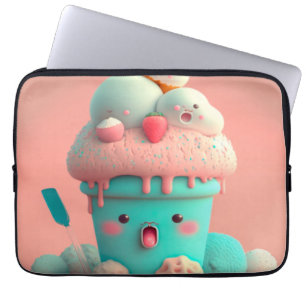 Kawaii pink cute ice cream  notebook laptop sleeve