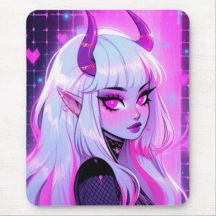 Kawaii Pink Demon Girl Mouse Pad
