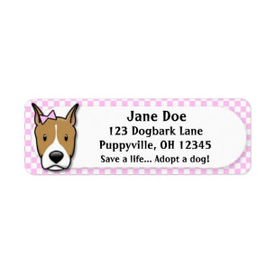Kawaii Pink Gingham American Staffordshire Terrier Return Address Label