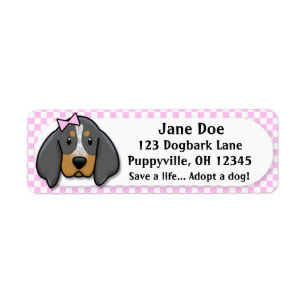 Kawaii Pink Gingham Bluetick Coonhound Return Address Label