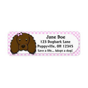 Kawaii Pink Gingham Boykin Spaniel Return Address Label
