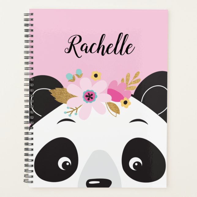 Kawaii Pink Girl Panda Bear Face Planner (Front)