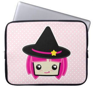 Kawaii Pink Haired Witch Laptop Sleeve