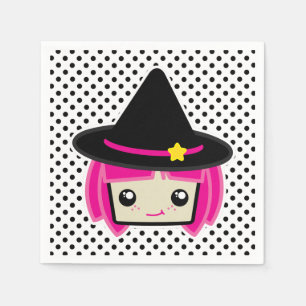Kawaii Pink Haired Witch Napkins