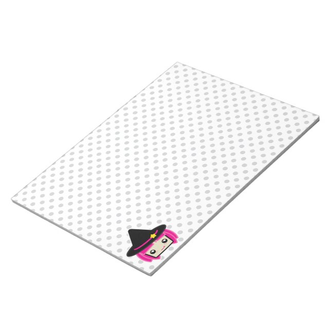 Kawaii Pink Haired Witch Notepad (Angled)