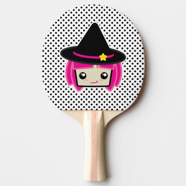 Kawaii Pink Haired Witch Ping Pong Paddle (Front)
