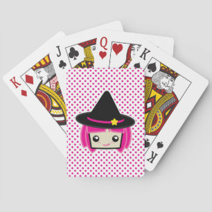 Kawaii Pink Haired Witch Playing Cards