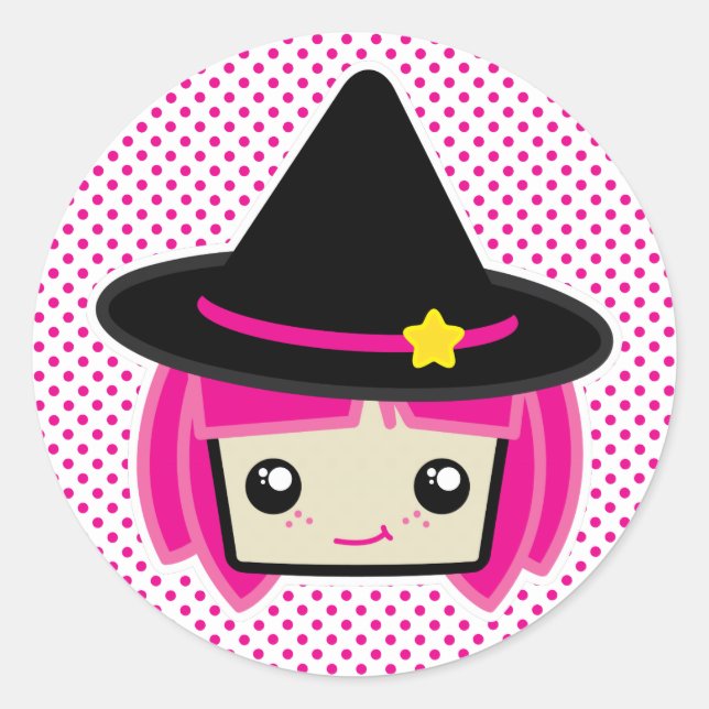 Kawaii Pink Haired Witch Stickers (Front)