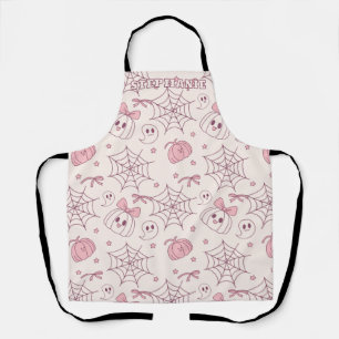 Kawaii Pink Halloween Ghosts & Pumpkin (2) Apron
