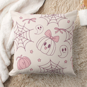 Kawaii Pink Halloween Ghosts & Pumpkin (2) Cushion
