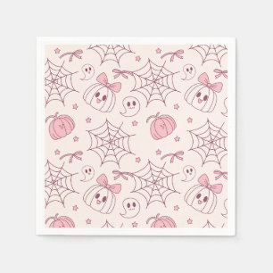Kawaii Pink Halloween Ghosts & Pumpkin (2) Napkin