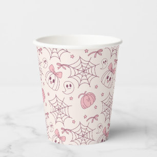Kawaii Pink Halloween Ghosts & Pumpkin (2) Paper Cups