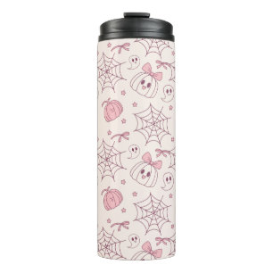 Kawaii Pink Halloween Ghosts & Pumpkin (2) Thermal Tumbler