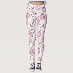 Kawaii Pink Halloween Ghosts & Pumpkin Leggings