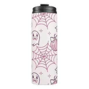Kawaii Pink Halloween Ghosts & Pumpkin Thermal Tumbler